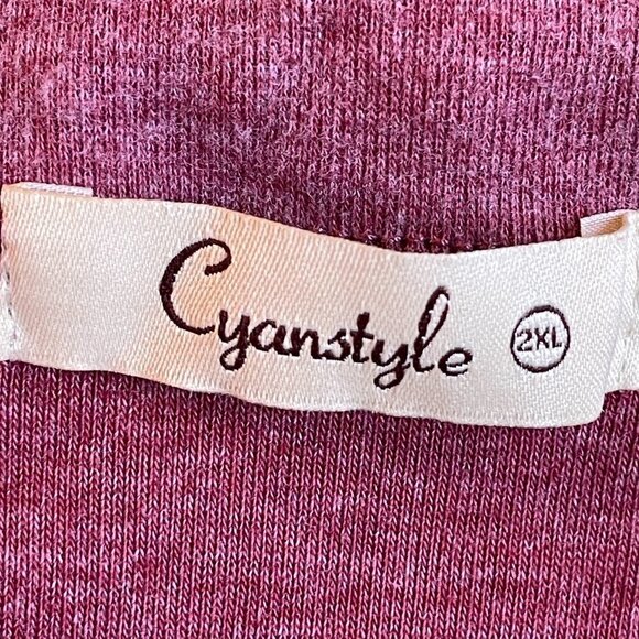 Cyanstyle Shawl Collar Asymmetric Zipper Neckline Raspberry Marled Heather  2XL - Picture 7 of 9